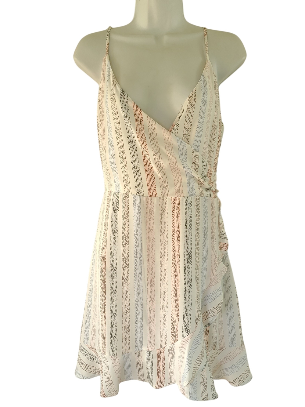 Sadie & Sage Cream Striped Mini Dress Dharma Dots Size L